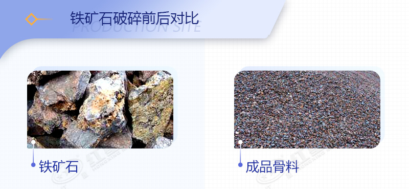 铁矿石破碎前后对比图